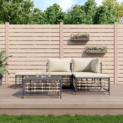 loungesæt til haven 5 dele med hynder polyrattan antracitgrå