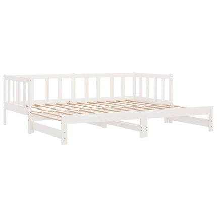daybed med udtræk 2x(90x200) cm massivt fyrretræ hvid