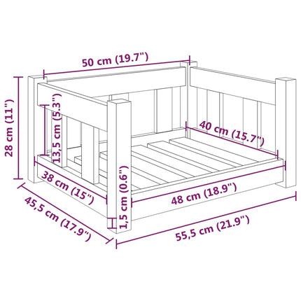 hundeseng 55,5x45,5x28 cm massivt fyrretræ
