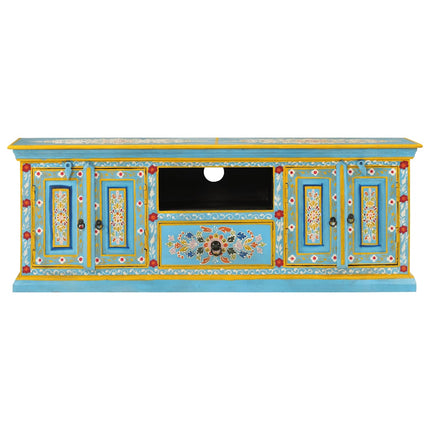tv-bord 110x30x40 cm massivt mangotræ blå