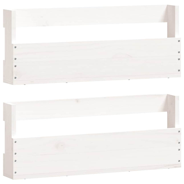 væghængte skohylder 2 stk. 59x9x23 cm massivt fyrretræ Hvid