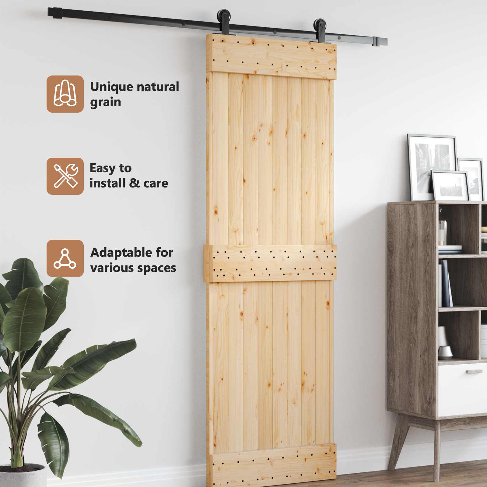 Dør NARVIK Naturfarvet 70 x 210 cm Massivt Fyrretræ