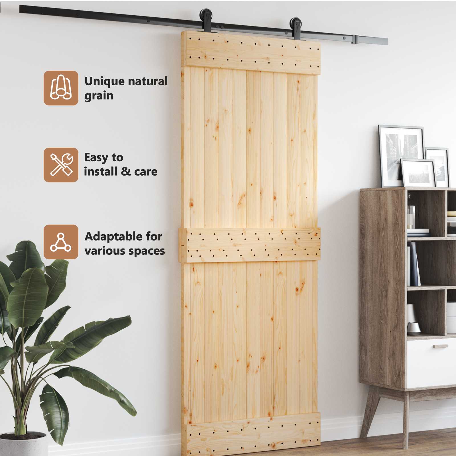 Dør NARVIK Naturfarvet 85 x 210 cm Massivt Fyrretræ