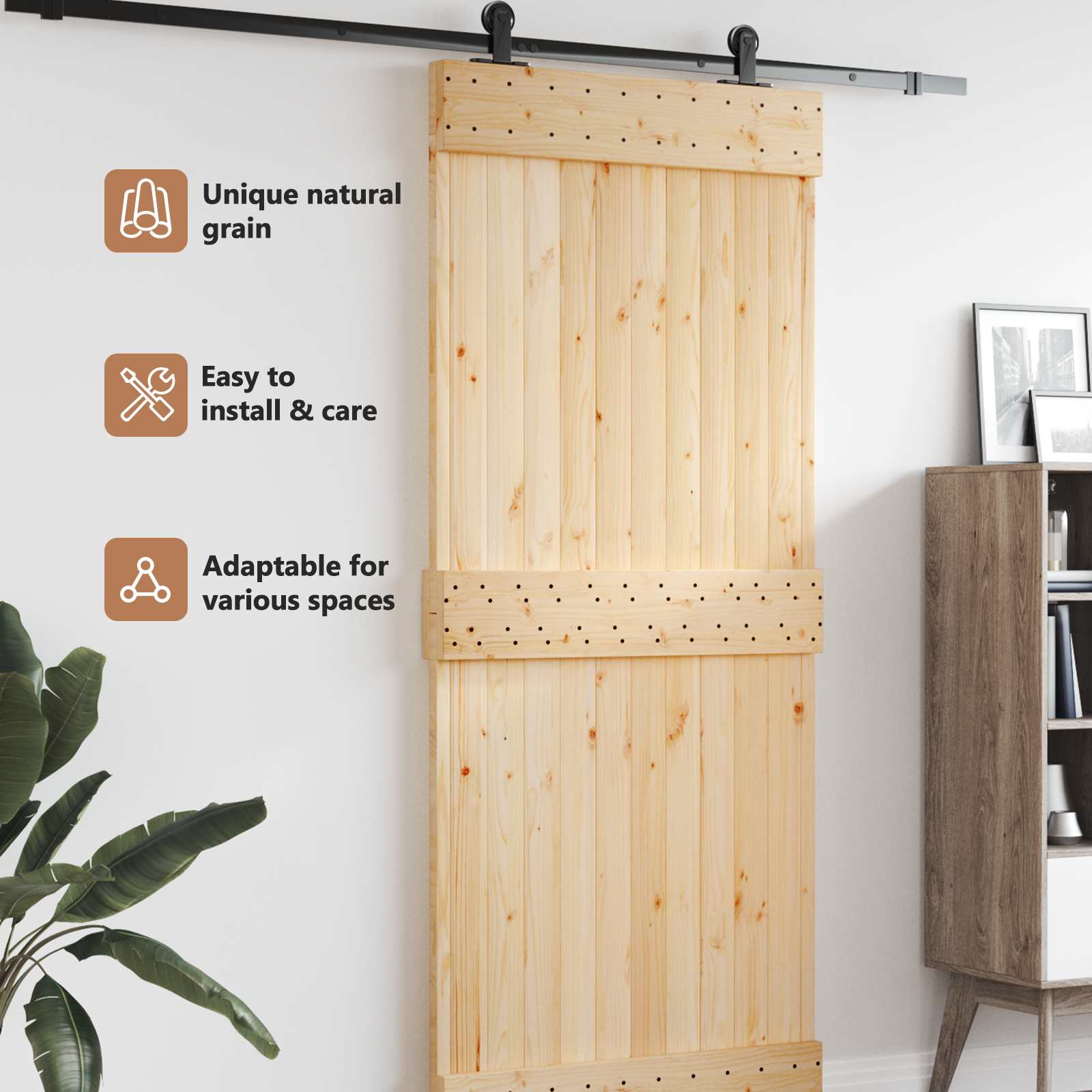 Dør NARVIK Naturfarvet 95 x 210 cm Massivt Fyrretræ