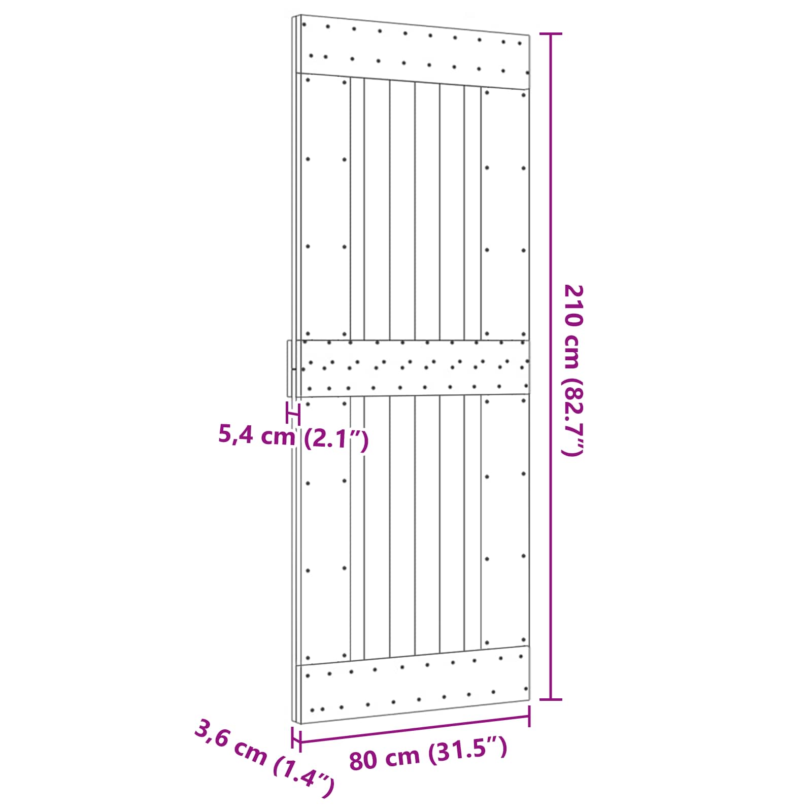 Dør NARVIK Naturfarvet 80 x 210 cm Massivt Fyrretræ