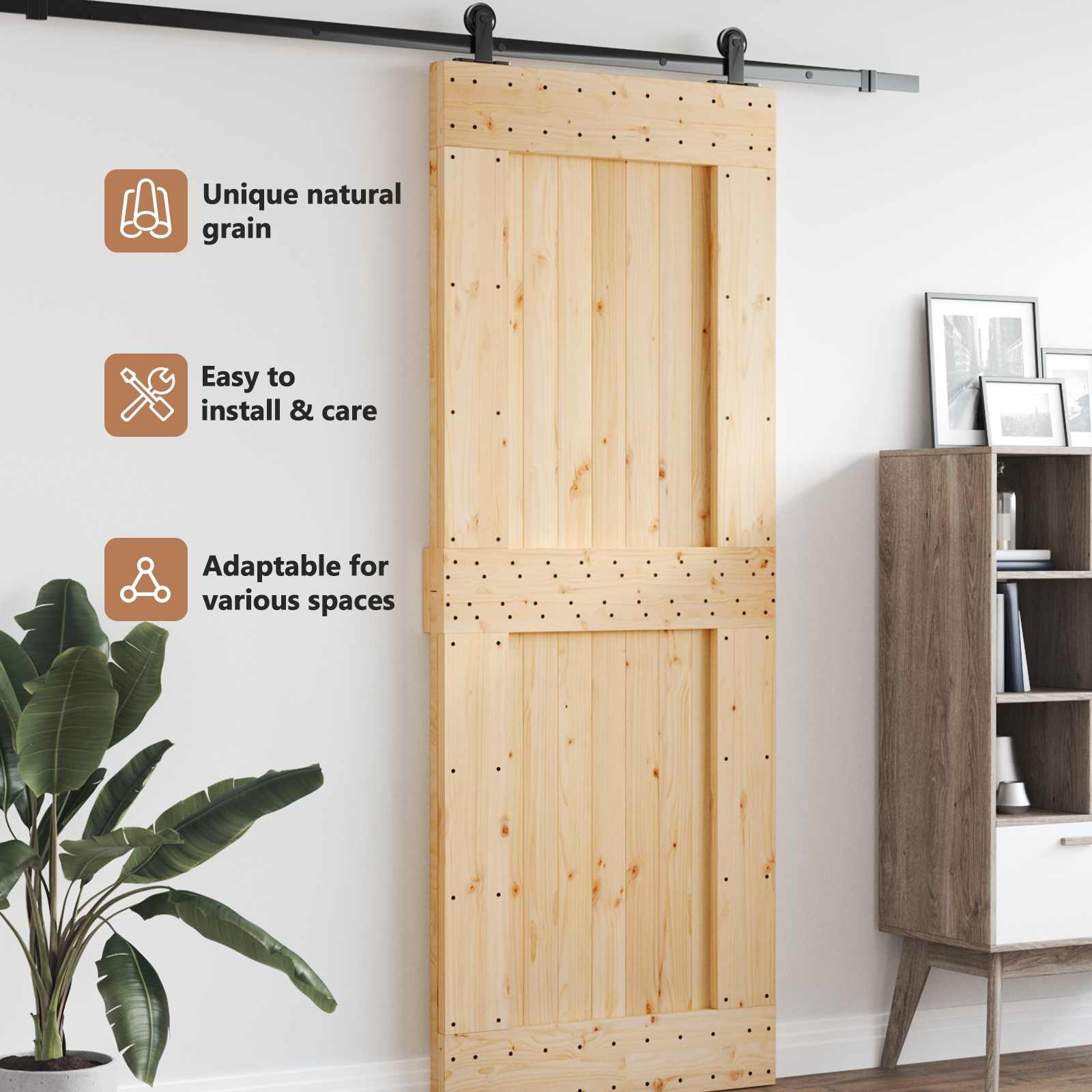 Dør NARVIK Naturfarvet 85 x 210 cm Massivt Fyrretræ