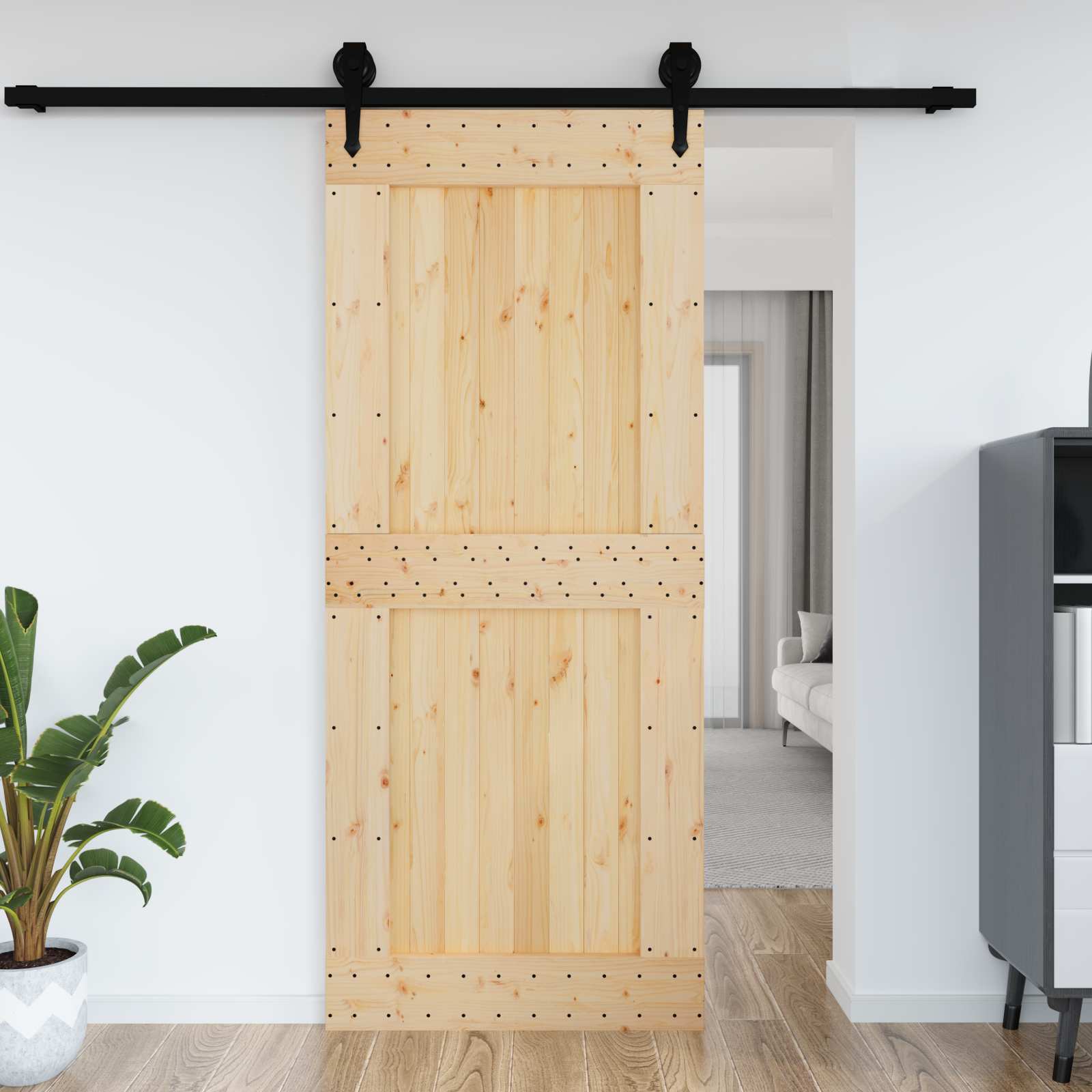 Dør NARVIK Naturfarvet 95 x 210 cm Massivt Fyrretræ