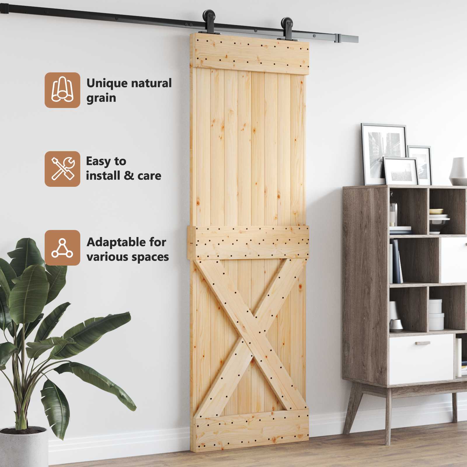 Dør NARVIK Naturfarvet 70 x 210 cm Massivt Fyrretræ