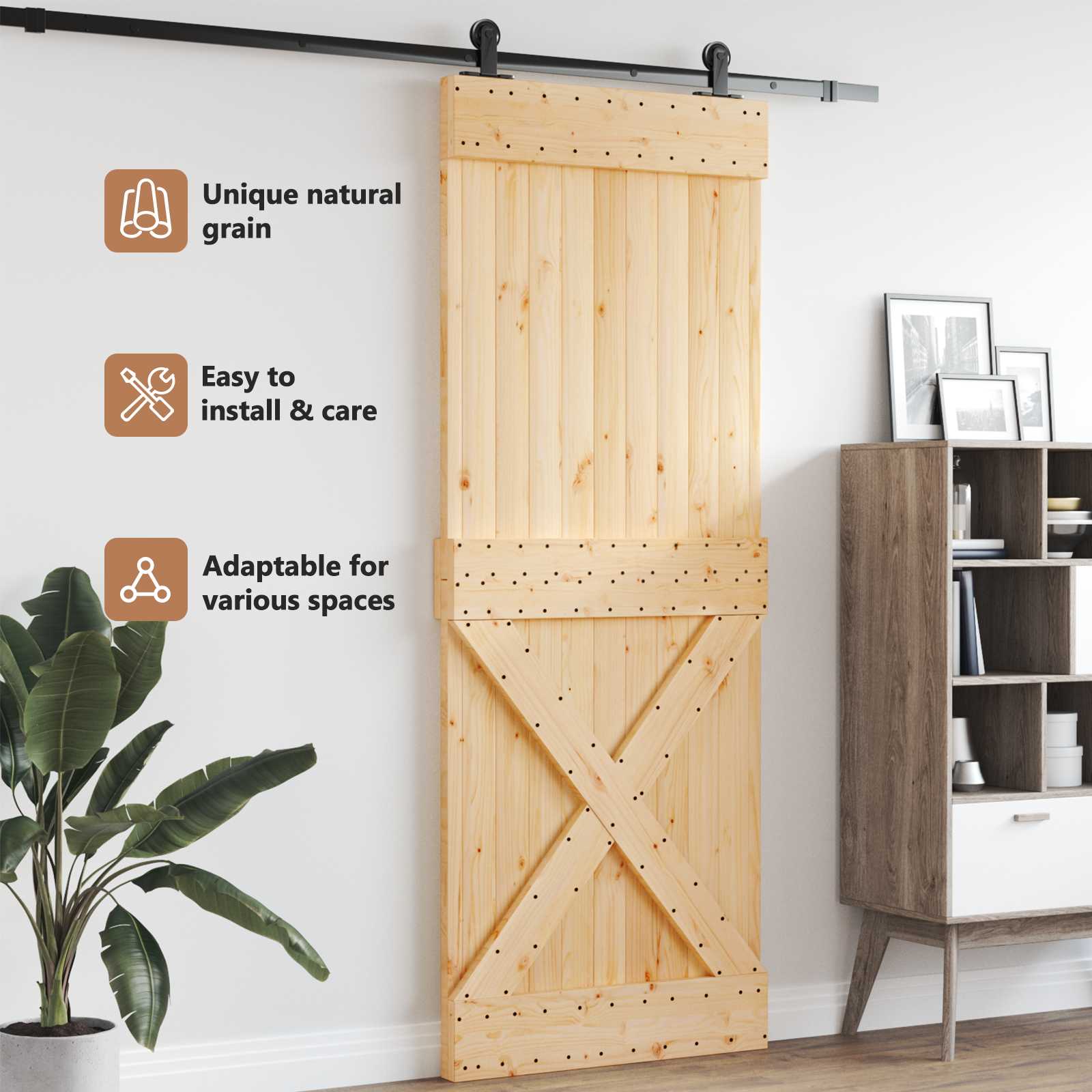 Dør NARVIK Naturfarvet 90 x 210 cm Massivt Fyrretræ