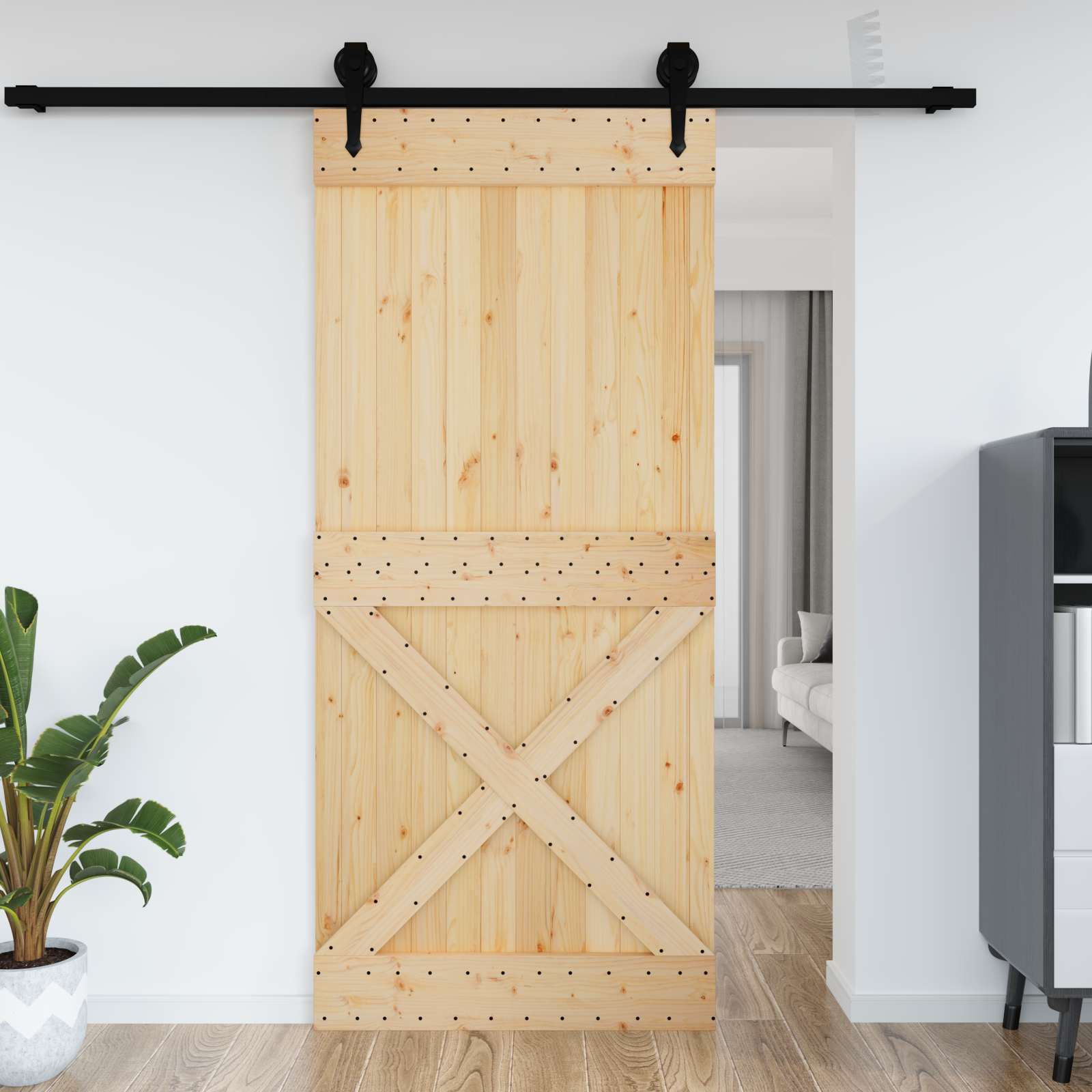Dør NARVIK Naturfarvet 100 x 210 cm Massivt Fyrretræ