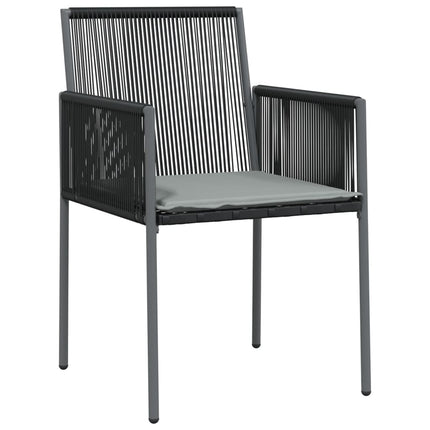 spisebordssæt til haven 5 dele m. hynder polyrattan + stål sort