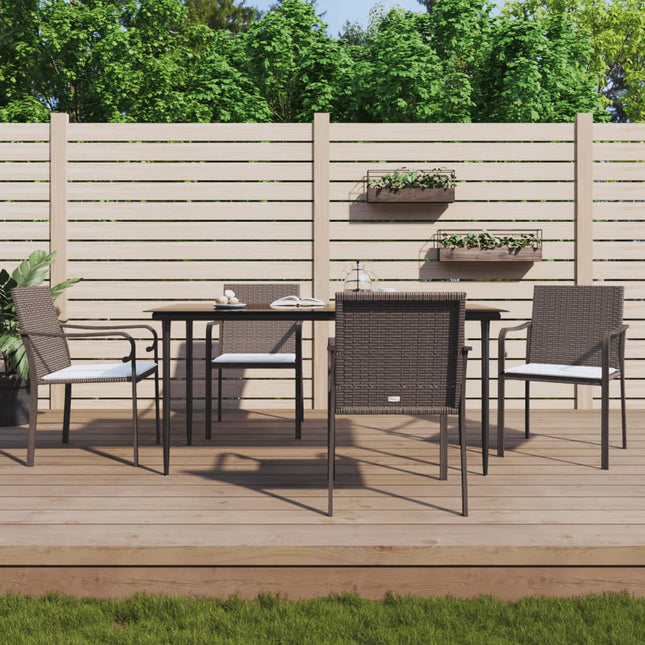havestole med hynder 4 stk. 56x59x84 cm polyrattan brun