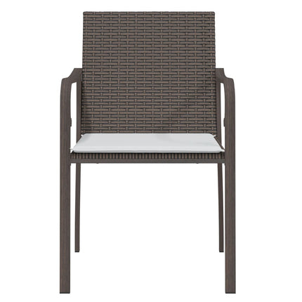 havestole med hynder 6 stk. 56x59x84 cm polyrattan brun