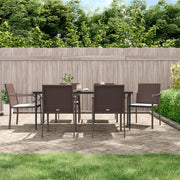 havestole med hynder 6 stk. 56x59x84 cm polyrattan brun