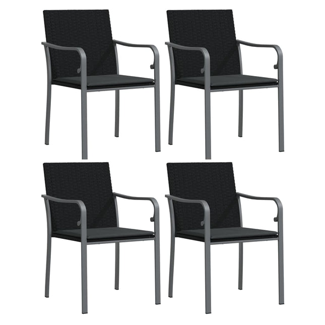 havestole med hynder 4 stk. 56x59x84 cm polyrattan sort