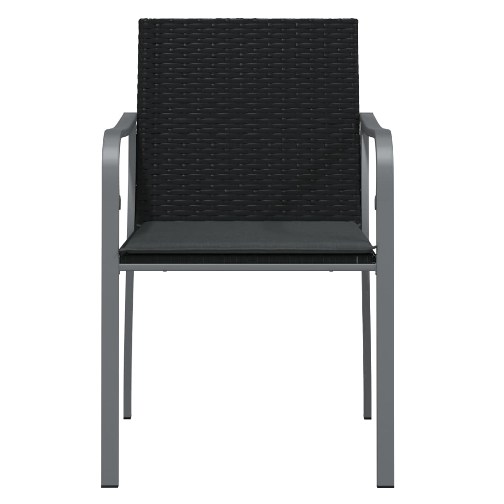 havestole med hynder 4 stk. 56x59x84 cm polyrattan sort