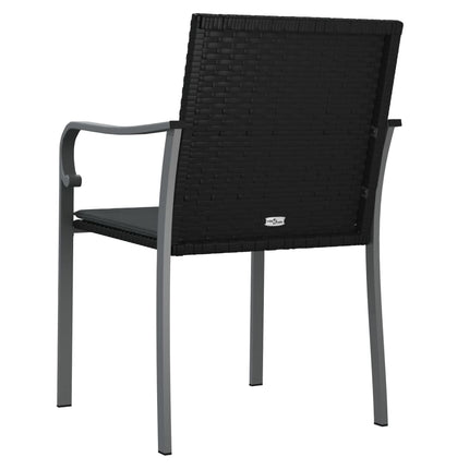 havestole med hynder 4 stk. 56x59x84 cm polyrattan sort