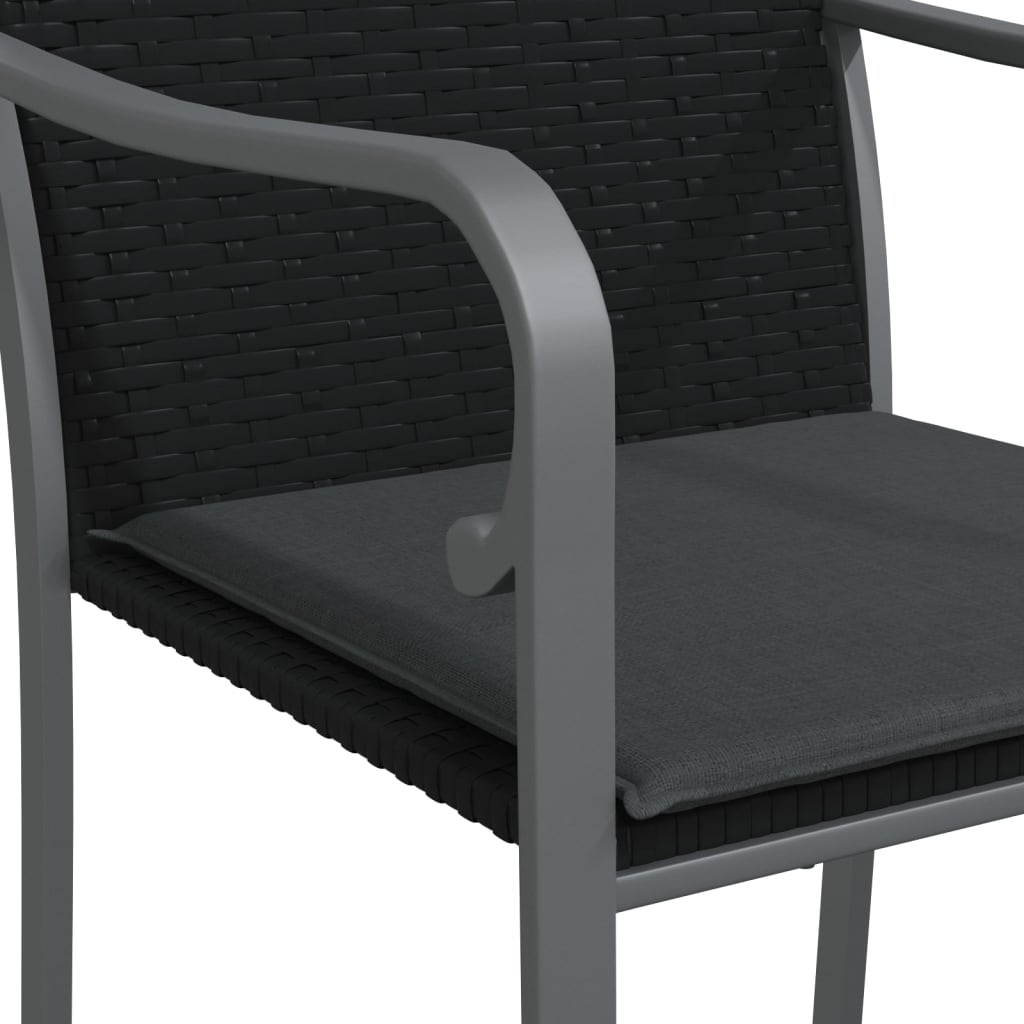 havestole med hynder 4 stk. 56x59x84 cm polyrattan sort