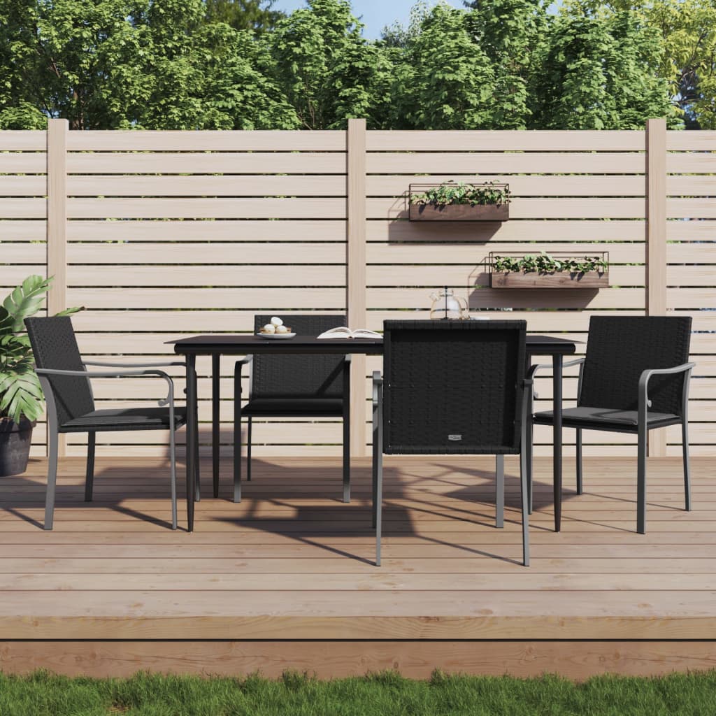 havestole med hynder 4 stk. 56x59x84 cm polyrattan sort