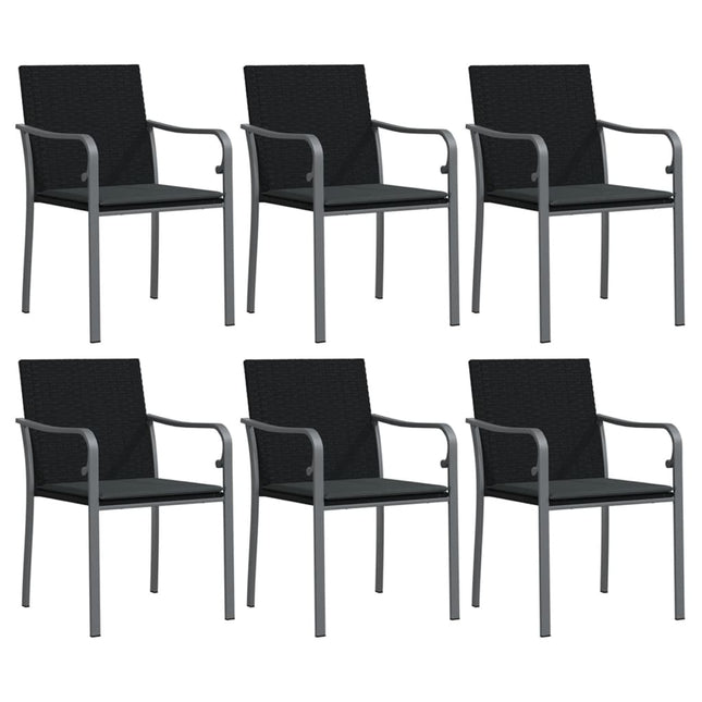 havestole med hynder 6 stk. 56x59x84 cm polyrattan sort