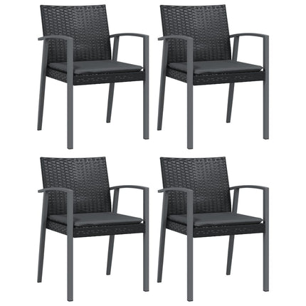 havestole med hynder 4 stk. 56,5x57x83 cm polyrattan sort