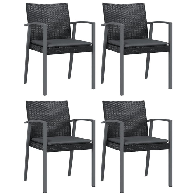 havestole med hynder 4 stk. 56,5x57x83 cm polyrattan sort