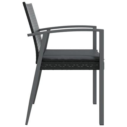 havestole med hynder 4 stk. 56,5x57x83 cm polyrattan sort