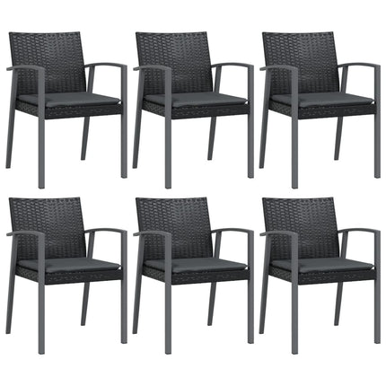 havestole med hynder 6 stk. 56,5x57x83 cm polyrattan sort