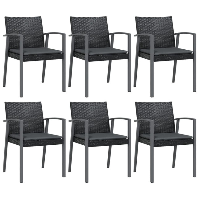 havestole med hynder 6 stk. 56,5x57x83 cm polyrattan sort