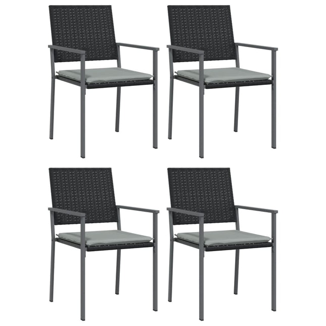 havestole med hynder 4 stk. 54x62,5x89 cm polyrattan sort