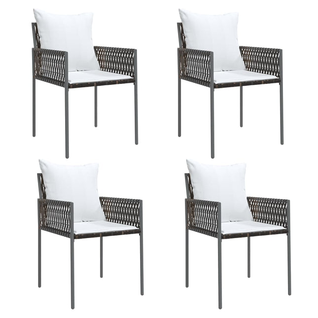 havestole med hynder 4 stk. 54x61x83 cm polyrattan brun