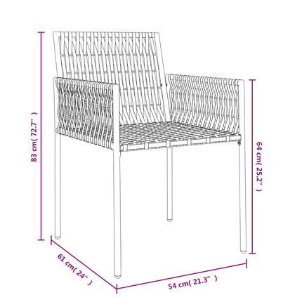 havestole med hynder 4 stk. 54x61x83 cm polyrattan brun