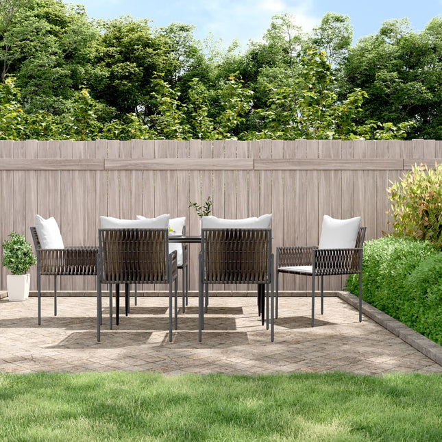 havestole med hynder 6 stk. 54x61x83 cm polyrattan brun
