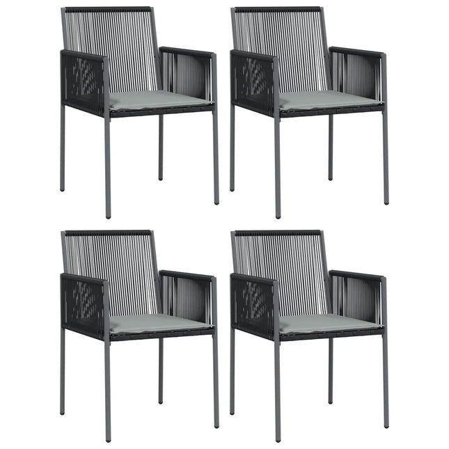 havestole med hynder 4 stk. 54x60,5x83,5 cm polyrattan sort