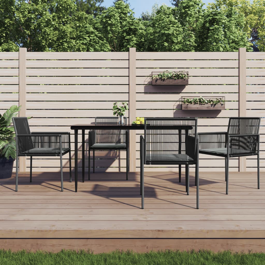 havestole med hynder 4 stk. 54x60,5x83,5 cm polyrattan sort