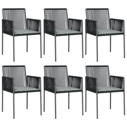 havestole med hynder 6 stk. 54x60,5x83,5 cm polyrattan sort