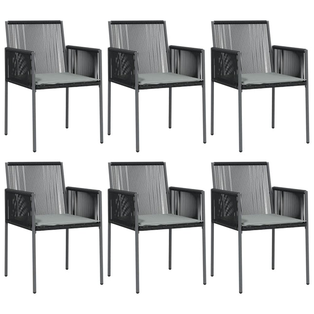 havestole med hynder 6 stk. 54x60,5x83,5 cm polyrattan sort