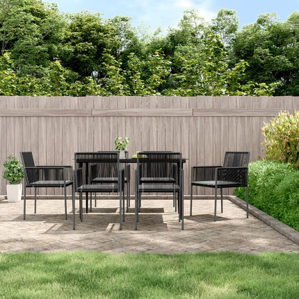 havestole med hynder 6 stk. 54x60,5x83,5 cm polyrattan sort
