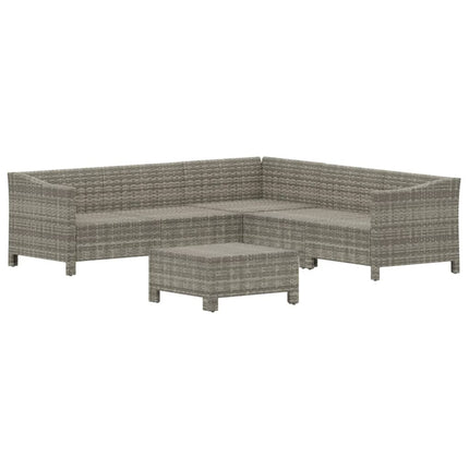 loungesæt til haven 6 dele med hynder polyrattan grå