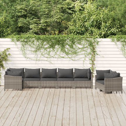 loungesæt til haven 8 dele med hynder polyrattan grå