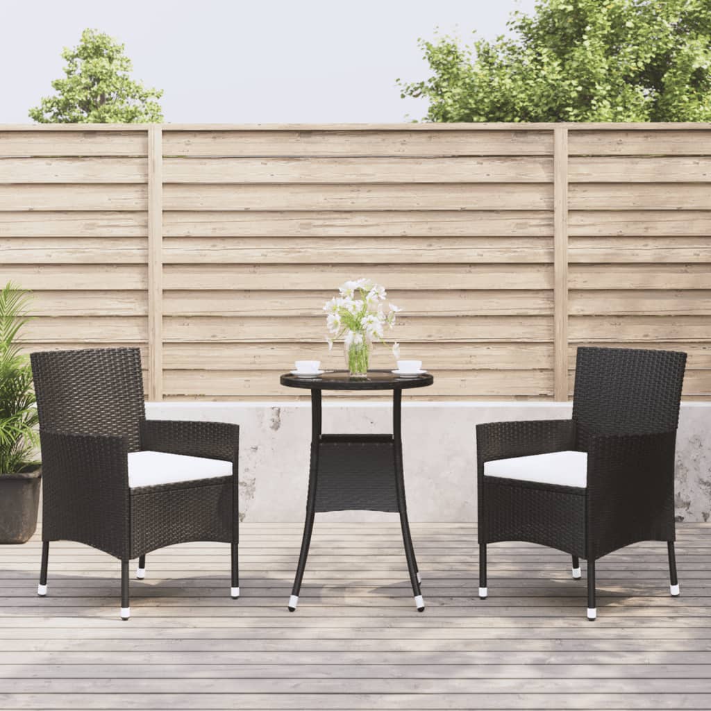 Bistrosæt Til Haven 5 Dele Med Hynder Polyrattan - 2 / Sort og hvid