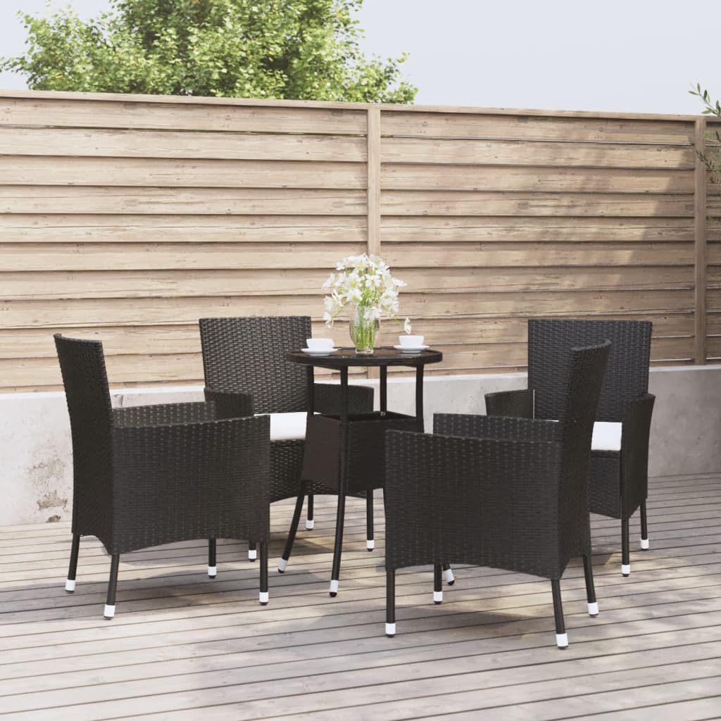 bistrost til haven 5 dele med hynder polyrattan sort