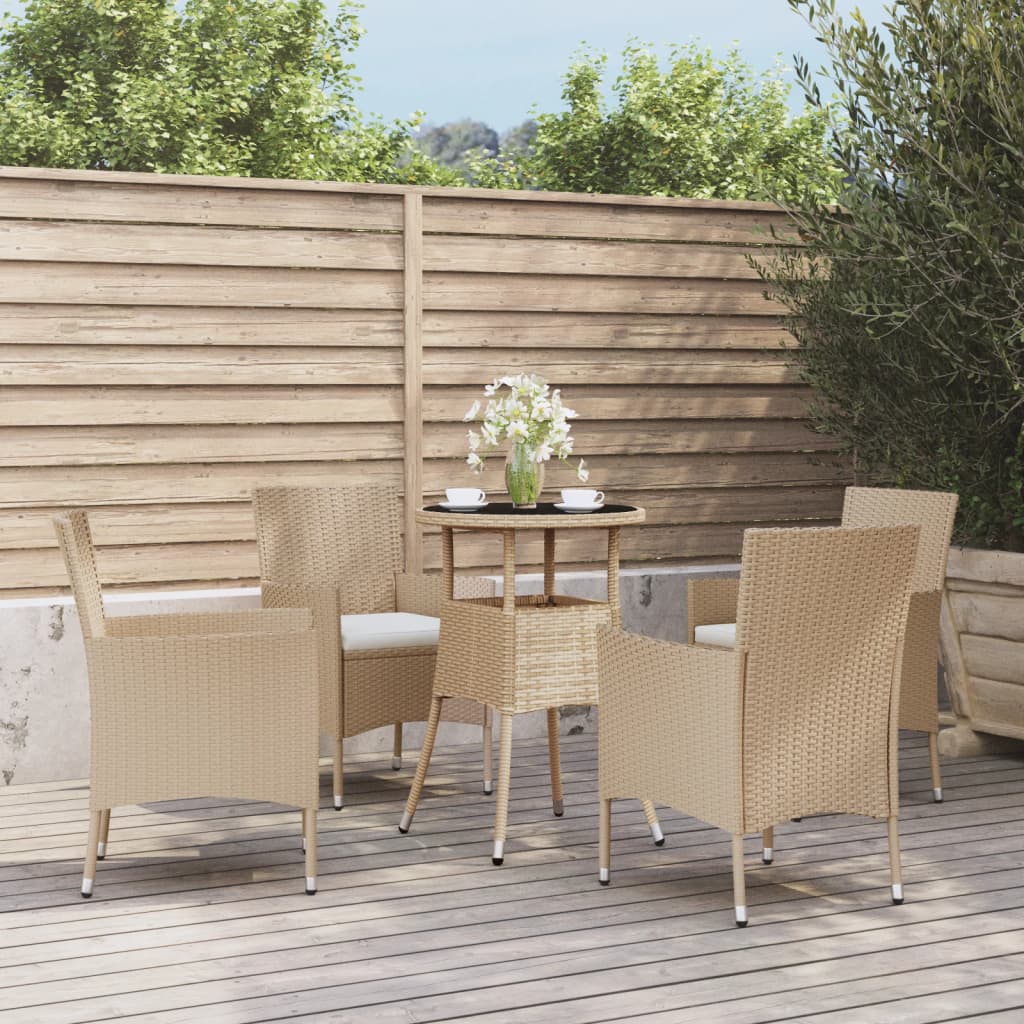 bistrost til haven 5 dele med hynder polyrattan beige