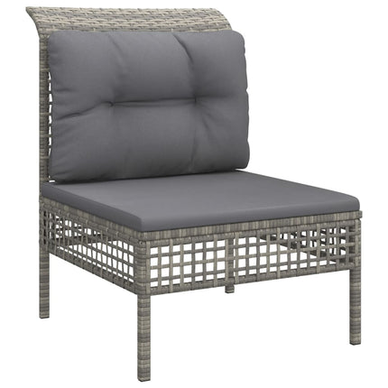 loungesæt til haven 3 dele med hynder polyrattan grå