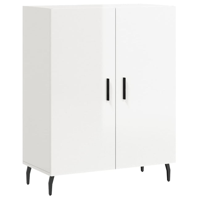 skænk 69,5x34x90 cm konstrueret træ hvid højglans