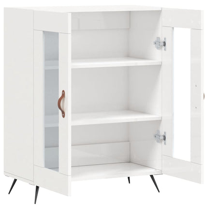 skænk 69,5x34x90 cm konstrueret træ hvid højglans