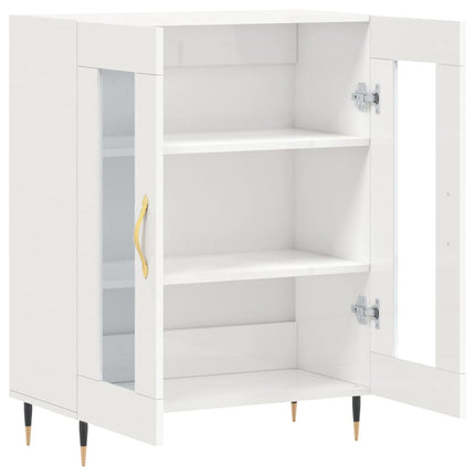 skænk 69,5x34x90 cm konstrueret træ hvid højglans