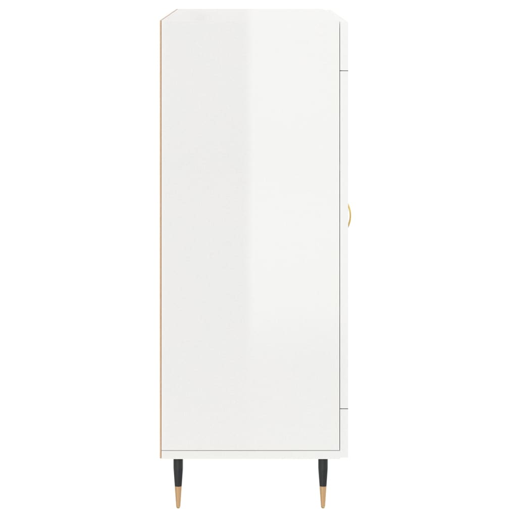 skænk 69,5x34x90 cm konstrueret træ hvid højglans