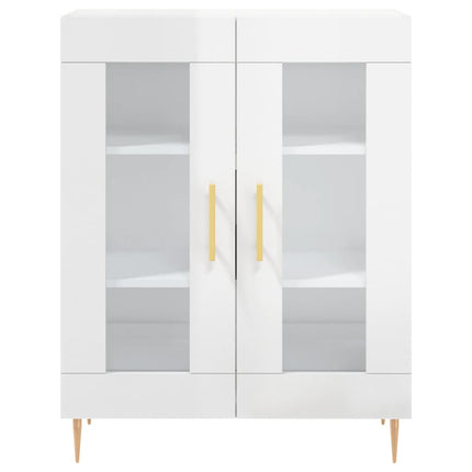 skænk 69,5x34x90 cm konstrueret træ hvid højglans