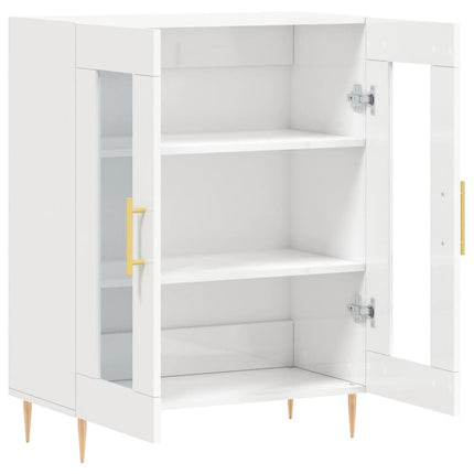 skænk 69,5x34x90 cm konstrueret træ hvid højglans